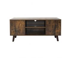 MIADOMODO® Mobile TV Industriale - 2 Scomparti e 2 Ripiani, 110 x 40 x 50 cm, MDF, Design Vintage, Retro - Consolle Porta TV, Tavolino, Credenza, Salotto, Soggiorno, Sala di Intrattenimento