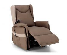 SEADA Poltrona Relax Alzapersona Elettrica Motorizzata 2 Motori Per Anziani Disabili Agevolazione IVA Ridotta 4% Portata 130kg Reclinabile Con Telecomando, 87x76xH102cm (Similpelle Marrone)