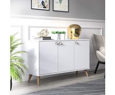 Dmora Credenza Ante battenti e Tre Ripiani Interni, cm 125 x 35 x 74, Colore Bianco