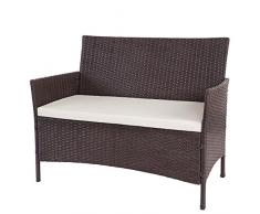 Mendler Serie Halden per lesterno Divano Sofa 2 posti polyrattan Marrone con Cuscino Avorio