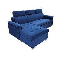 Milani Home s.r.l.s. Divano Letto con penisola ergonomico con poggiatesta Regolabile e Supporto Lombare penisola Contenitore