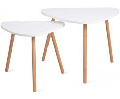 nobrand 2X tavolino tavolino Bianco Tavolo da Salotto Rotondo tavolino scandinavo tavolino Estraibile Grande (60x39,5x45 cm), Piccolo (45x29,5x40 cm)