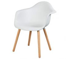 eSituro Sedie per Cucina Moderno Sedie Sala da Pranzo Poltrona Sgabello con Schienale Braccioli Plastica Gambe di Faggio SDC0014-1