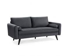 VASAGLE LCS10GY Divano a 3 Posti in Tessuto Simil Lino, 180 x 82 x 83 cm, Imbottitura Morbida per Piccolo Appartamento, Robusta Struttura in Legno, Facile da Montare, Grigio