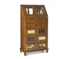 Mar.c.a. Design - Mobile Dispensa Cucina in Legno di Pioppo Colore Noce Scuro, Armadio Dispensa, Mobile Alto con Cassettiera - Arte Povera Made in Italy - Misura 80x42x153h