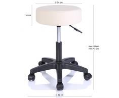 Sgabello da lavoro Sgabello girevole Sgabello Sgabello per salone estetico Sgabello per ambulatorio medico, con rotelle, rotazione libera di 360°, 10 cm di imbottitura, 8 colori diversi (Beige)