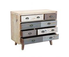 Milani Home s.r.l.s. cassettiera in Legno Mobile per Interno con 8 cassetti di Design Stile Country Moderno Vintage