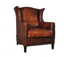 Syston - Poltrona in vera pelle, stile vintage, colore: marrone scuro