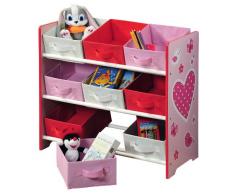 Kesper, Scaffale per Bambini, con 9 cassetti in Tessuto, Rosa (Rosa)