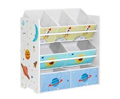 SONGMICS Scaffale per Giocattoli, Mobile Cameretta con 7 Contenitori in Tessuto, Libreria per Bambini, Organizzatore Giochi, 29,5 x 62,5 x 60 cm, Bianco GKR034W01