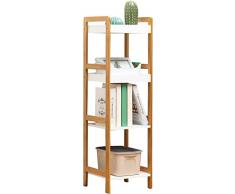LEFEDA Scaffale per libri, Scaffale per libri in bambù autoportante, Scaffale per scala a 3 livelli, Scaffale in legno alto, Scaffale per mensole da bagno