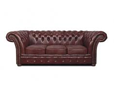 Chesterfield Poltrona Winfield Basic Pelle | Bianco | 2-4 settimane di consegna (Cloudy Rosso, 3 posti)