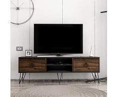HOMIDEA MILESTONE Mobile TV - Parete Attrezzata - Set Soggiorno Un Design Vintage (Noce)