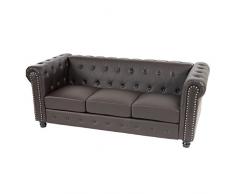 Mendler Divano 3 posti Classico Stile Vittoriano Chesterfield Ecopelle Marrone Piedi Rotondi