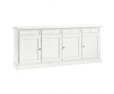 InHouse srls Credenza, Arte povera, in Legno massello e MDF con rifinitura in Bianco Opaco - Mis. 205 x 42 x 86