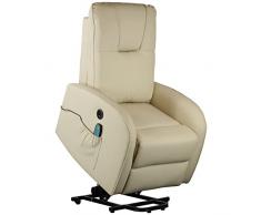 Totò Piccinni Poltrona Relax ADELANTE elevabile elettrica reclinabile massaggiante alza persona (Ecopelle Panna)