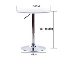 FENGFAN Tavolino Altezza Regolabile Rotondo Bristo Bar Pub 360 Girevole in MDF Top 83-105 cm di Altezza (Colore : White, Size : 80cm)