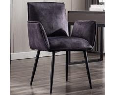 Duhome sedia imbottita design vintage poltrona lounge poltroncina con piedini in metallo 8112B, colore:nero, materiale:velluto vintage