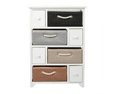 EBTOOLS Cassettiera Bianco 8 Cassetti, Cassettiera per Camera da Letto Stile Country Mobile Multiuso per Camera e Bagno, 52 x 30 x 74 cm
