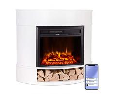 Klarstein Camino Elettrico Basso Consumo, Camino da Terra con Mensola, Camino Elettrico da Parete, Caminetto Elettrico 1800W, Camino Finto Decorativo con LED, Telecomando, Timer, Controllo Temperatura