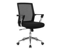 SONGMICS Sedia da Ufficio Girevole, da Scrivania a Rete, Altezza Regolabile, Inclinazione ad Ondeggiamento, Max Portata 120 kg, per Studio Ufficio, Nero OBN83B