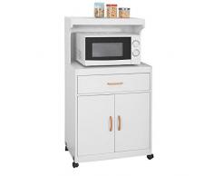 SoBuy Mobile microonde Credenza cucina con route, bianco, FSB12-W