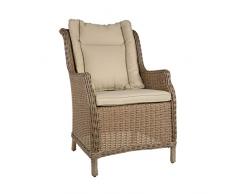 Gartentraum Elegante Poltrona in Vimini in polyrattan con Imbottitura - Poltrona in Vimini Zenna/Marrone