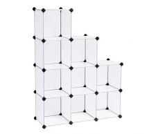 SONGMICS Armadietto Modulare, Guardaroba a 9 Cubi, Armadio Scaffale a Scompartimenti, 93 x 31 x 123 cm, Bianco LPC115S