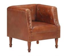 Tidyard Poltrona Poltrocina Retro Vintage Chesterfield in Vera Pelle di Capra 60x57x64 cm,Poltrona da TV in Pelle Vintage,Poltrona da Salotto in Pelle Vintage,Poltrona Chesterfield in Pelle