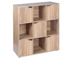 URBN Living - Libreria modulare a 9 cubi in legno effetto quercia con 5 ante in rovere