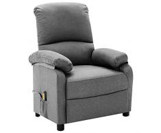 Festnjght Poltrona Massaggiante, Poltrona Reclinabile, Poltrona Relax, Poltrona da Salotto, Poltrona Moderna in Tessuto Grigio Chiaro