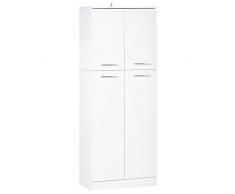homcom Mobile Dispensa Multiuso con 2 Armadietti e Mensole Regolabili, Legno Truciolare, 59x31x155cm, Bianco