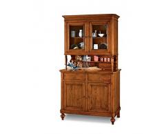 Estea Mobili - CREDENZA CRISTALLIERA VETRINA IN LEGNO MASSELLO COLORE NOCE - MADE IN ITALY