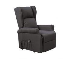 Cribel Arlette C Poltrona Relax Elettrica Reclinabile, con Funzione alzapersona e massaggiante, Legno, Grigio Fumo, TU