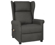 vidaXL Poltrona Massaggiante Reclinabile Grigio Scuro in Tessuto