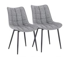 WOLTU Sedie da Pranzo con Schienale Senza Braccioli Sgabello in Ecopelle per Cucina Grigio BH207gr-2