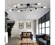 Frideko DIY Industrie Lampada a sospensione vintage, regolabile in altezza – lampada a sospensione lampadario per soggiorno sala da pranzo bar caffetteria, Deckenleuchte-mit 8 Flammige, E27 60.00 wattsW 220.00 voltsV