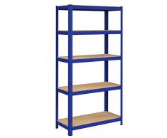 SONGMICS 40 x 90 x 180 cm, Robusto Scaffale in Metallo a 5 Ripiani Senza Bullone, in Acciaio Verniciato a Polvere, per Carichi Pesanti, Regge fino a 875 kg, Blu GLR40Q