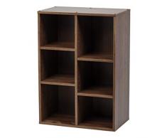 Iris Ohyama, Libreria con 6 scomparti/scaffalatura in legno/cubo portaoggetti, Scaffalatura libera, Modulare, Altezza ripiano regolabile 3,2 cm, Sala da pranzo cucina, soggiorno-Rack-CFR-9060-Rovere