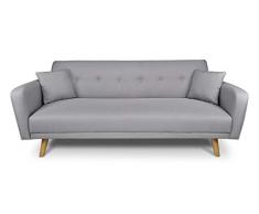 SAMIRA Divano Letto clic clac in Tessuto Grigio, Divano 3 posti MOD. Henry