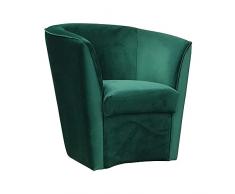 Poltrona poltroncina da Camera in Tessuto Velluto e Struttura in Legno (Verde)