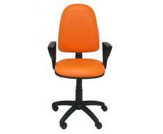 PIQUERAS Y CRESPO Modello 04CP - Sedia da ufficio ergonomica con meccanismo di contatto permanente e regolabile in altezza - Sedile e schienale imbottiti in tessuto similpelle colore arancione (BRACCIOLI FISSI INCLUSI)