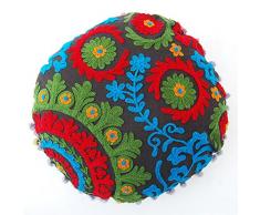 40,6 cm Handmade pouf decorativo ottomano indiano Suzani rotondo cuscino vintage cotone guanciale 2 pezzi Set