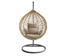 Milani Home s.r.l.s. Sedia Sospesa Poltrona A Dondolo Intrecciato in Rattan per Casa E Giardino con Cuscino