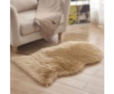 Faux Tappetto di Pelle di Pecora, 75x120 cm Morbido & Soffice Tappeto Salotto Moderno, Lunga Pelliccia Morbida, Pelliccia Sintetica Tappeto Soggiorno per Sedie, Divani, Camere, Marrone