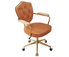XIaoHESHop Sedia da scrivania con ruote, Pelle PU Imbottita Casa Sedia girevole da ufficio, Schienale medio Retro Sedia Vanity, regolabile in altezza Sedia operativa con seduta ampia