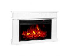 Klarstein Bern - Camino Elettrico, 1000/2000 W, Effetto Fiamme LED, Telecomando, Termostato: 10-30°C, Timer Settimanale, Open Window Detection, Anti-Surriscaldamento, Struttura in MDF, Bianco