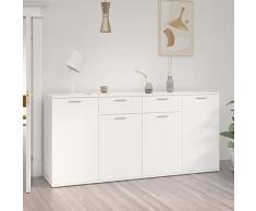 JUNZAI Credenza Bianca 160x36x75 cm in Truciolato,Credenza,Credenza Soggiorno,Credenza Moderno,Credenza Salvaspazio,Mobile da Cucina/Soggiorno