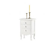 InHouse srls Comodino, Arte povera, in Legno massello e MDF con rifinitura in Bianco Opaco - Mis. 43 x 32 x 64
