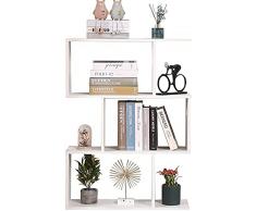 Etnicart - Libreria Scaffale Bianca Ufficio Moderna Contemporanea Bifacciale Divisorio Legno Casa Giorno 70x23.5x96 Autoportante Mensole Scaffali Cubi Muro Design Ingresso Soggiorno-